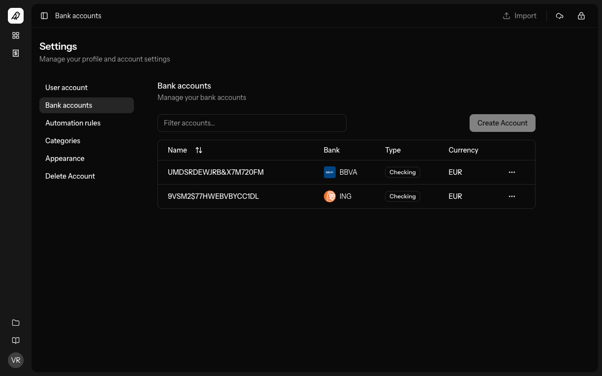 Bank accounts securely stored